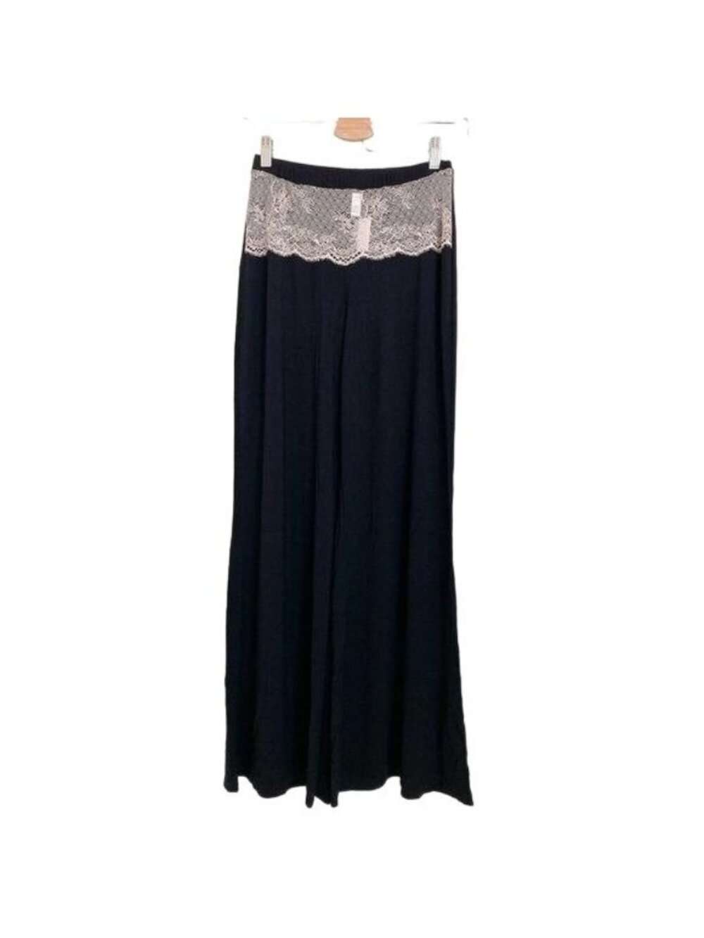 Cosabella Black Lace Waisted Wide Leg Lounge Pants